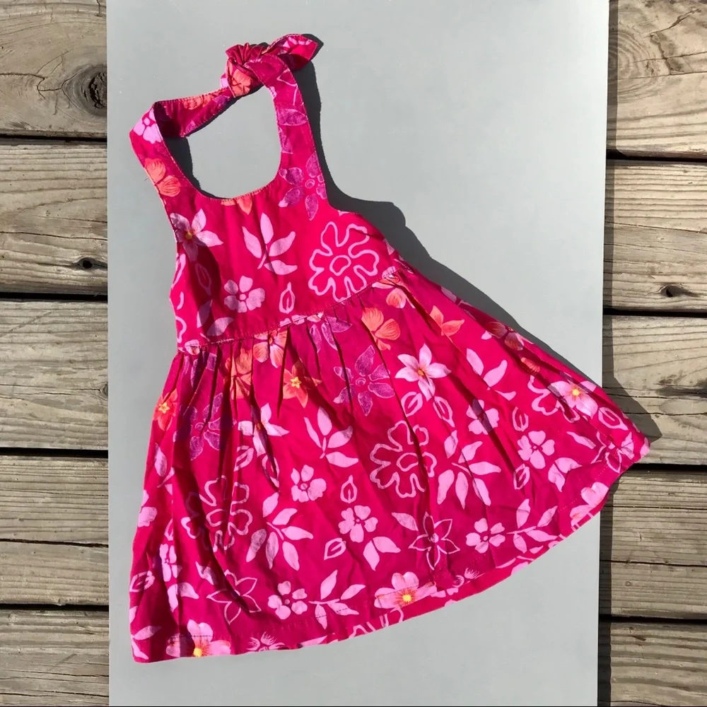 Little Lindsey Fuchsia Floral Tropical Sun Summer Dress Size 24M 100% Cotton